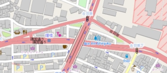 合羽坂下交差点の地図
